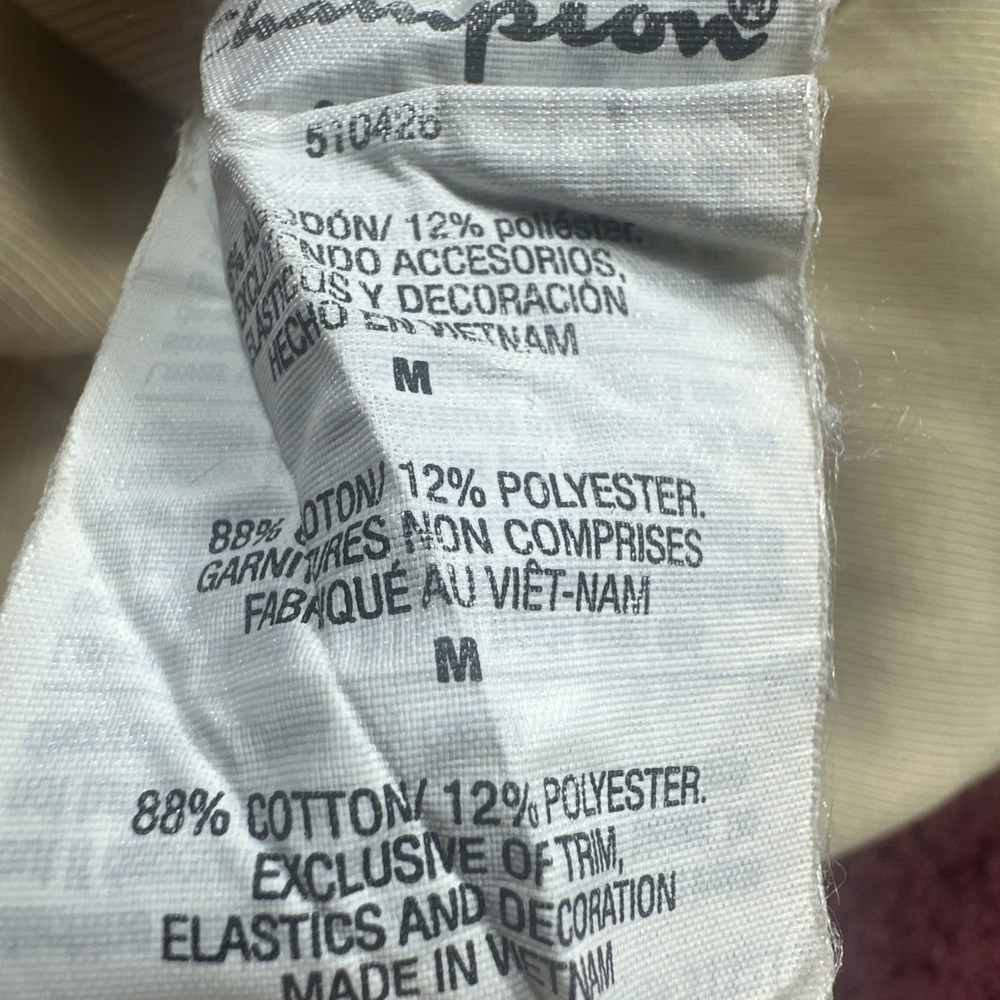 Champion Reverse Weave Hoodie Medium Logo Spell Out Cream - Picture 7 of 7